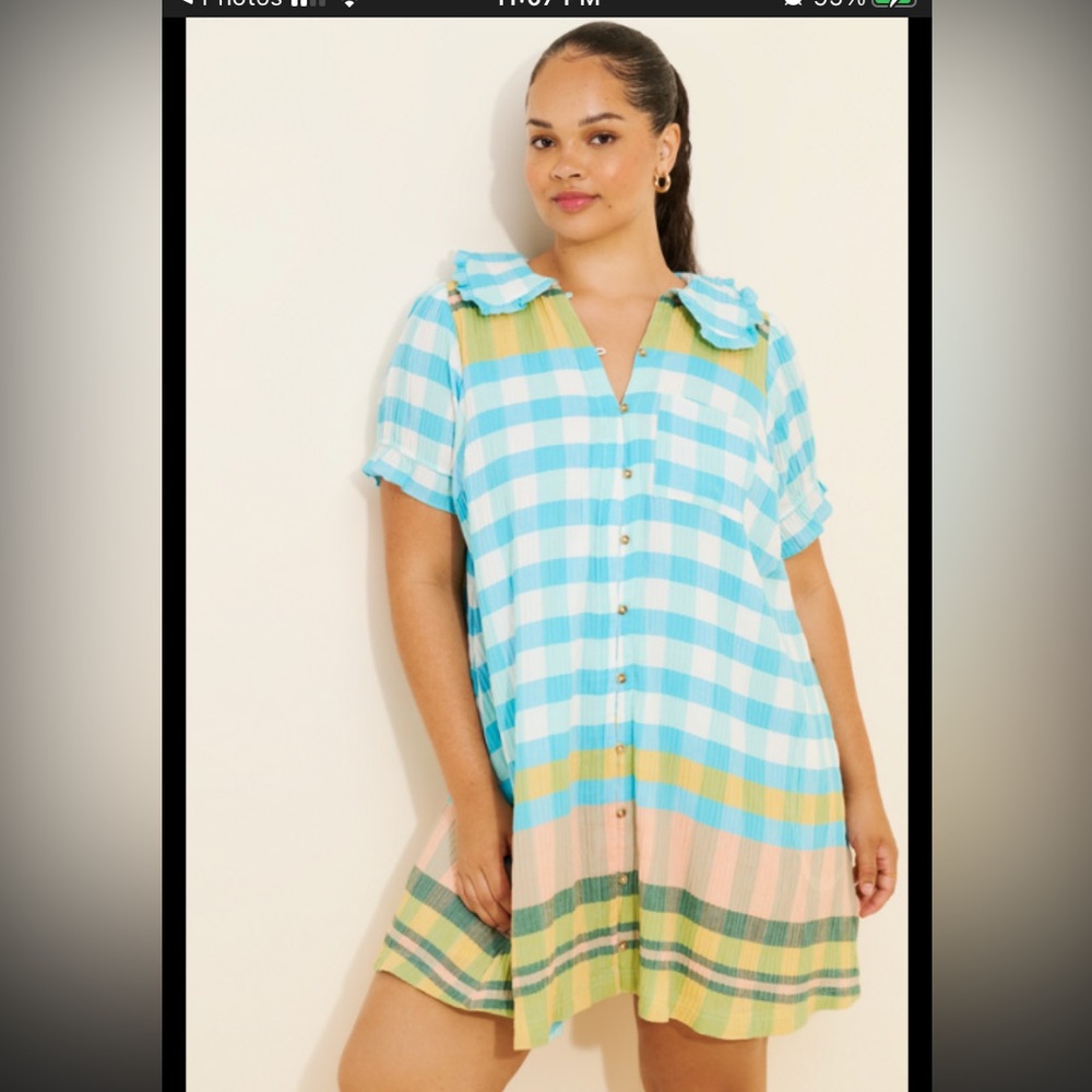Pilcro Anthropologie The Kiera Mini Shirt Dress 1X NWOT